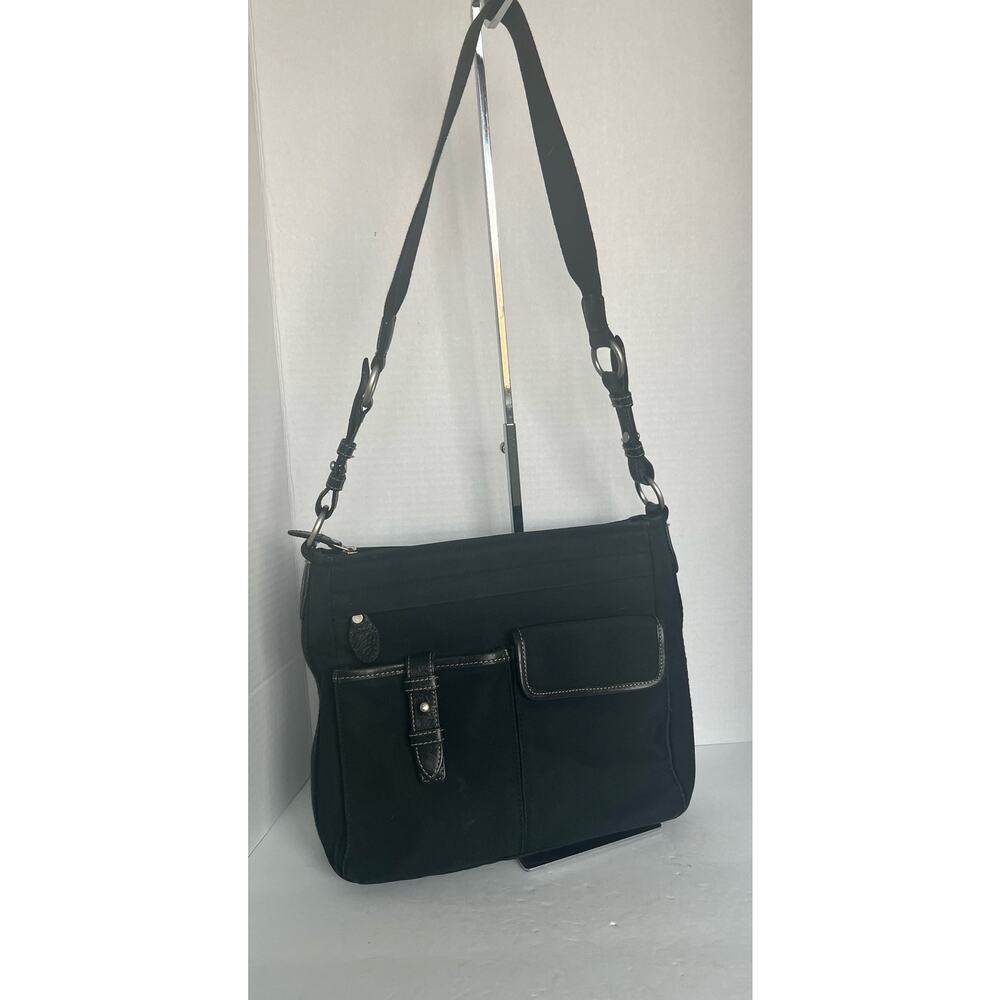 Fossil Women's Canvas and Leather Black Lots of Pockets‎ Shoulder Bag